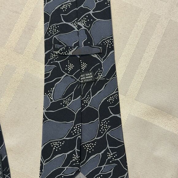 Vintage Bullocks Wilshire Silk Tie Made in Italy Black Gray Abstract 58.5"x 3.5" - Picture 6 of 7